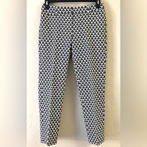 White House Black Market Slim Ankle Pants Sz 4 Black White Geometric Print NWOT